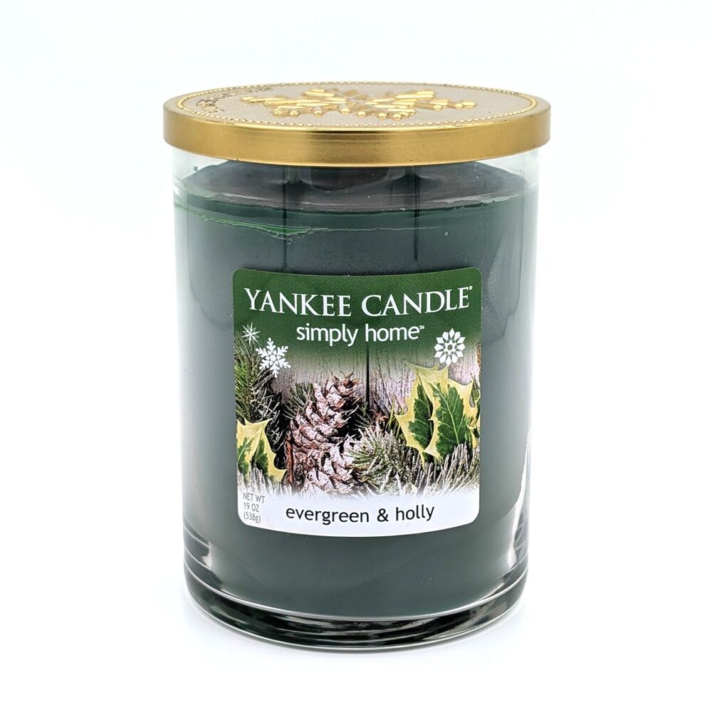 Retired Yankee Candle Simply Home Evergreen & Holly 19 oz Tumbler Unburned 2015